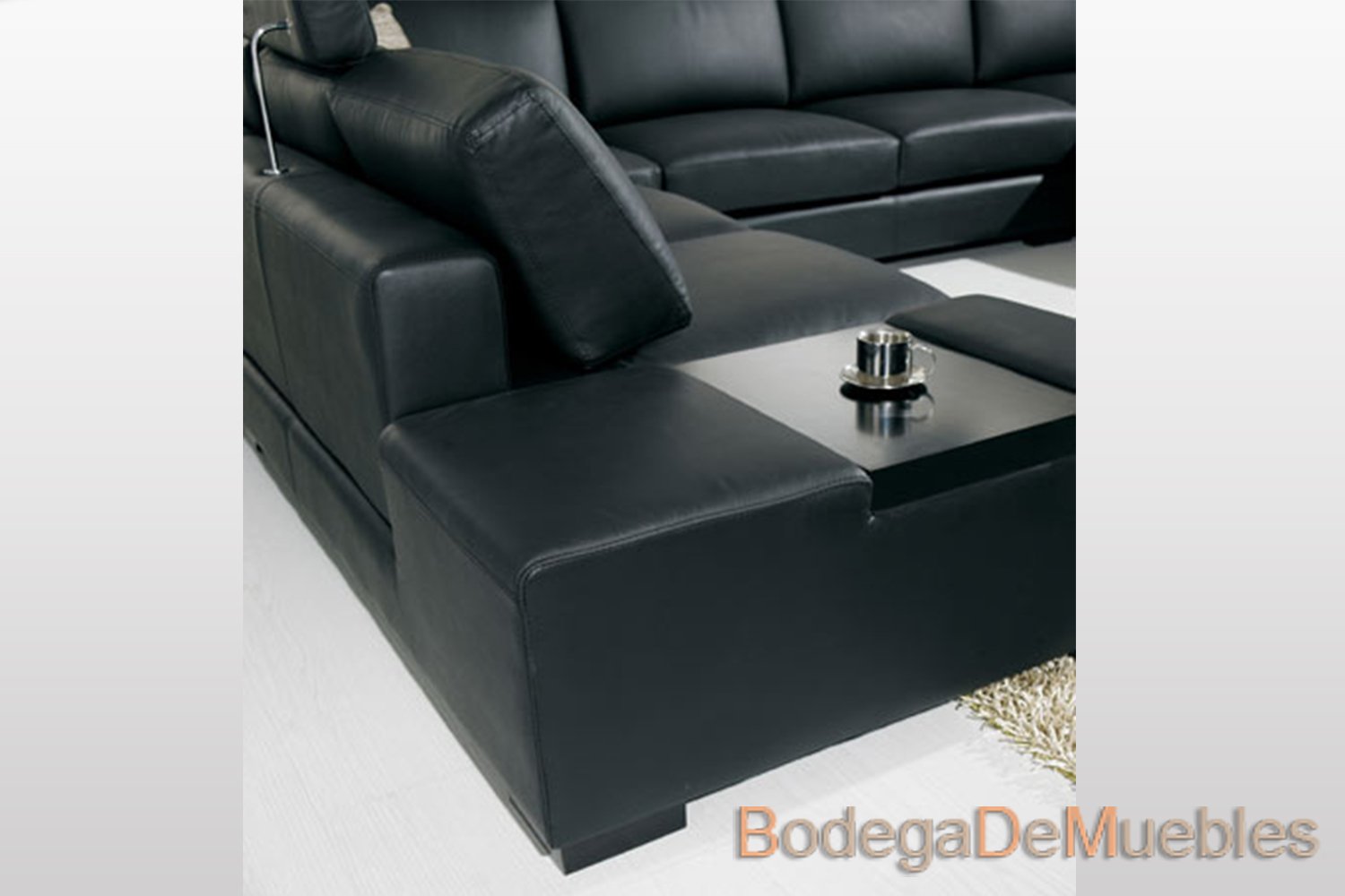 Sala de Piel Completa Moderna "U" - Bodega de Muebles | Mueblería Online