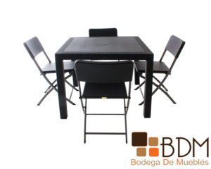 Comedor para exterior con sillas plegables imitacion rattan - Bodega Comedor para exterior con sillas plegables imitacion rattan - Bodega