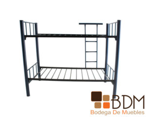 Litera Tubular Individual Moderna Negro Con Azul Bodega De Muebles